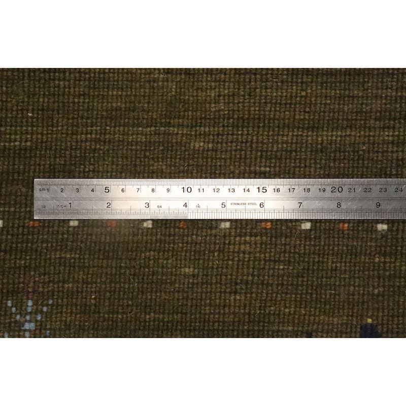 Hand Knotted Oriental 100% Wool Carpet Tribal Animal Pictorial Green Gabbeh Area Rug - 7' 8'' X 4' 11''