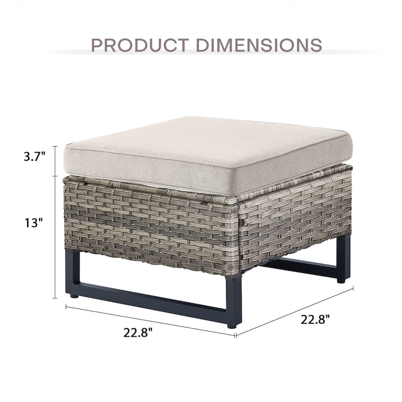 Gymojoy Outdoor Wicker Ottomans with Olefin Cushions