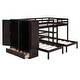 preview thumbnail 23 of 28, L-Shaped Wooden Triple Bunkbed Frame Full-Over-Twin-Twin Bed w/ Wardrobe, Mirror, Drawers & Storage Shelves for 3 Kids Teens