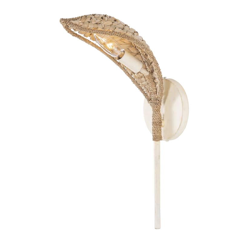 Varaluz Century Palm 1-Light Wall Sconce - Country White - White, Natural, Tan, Beige