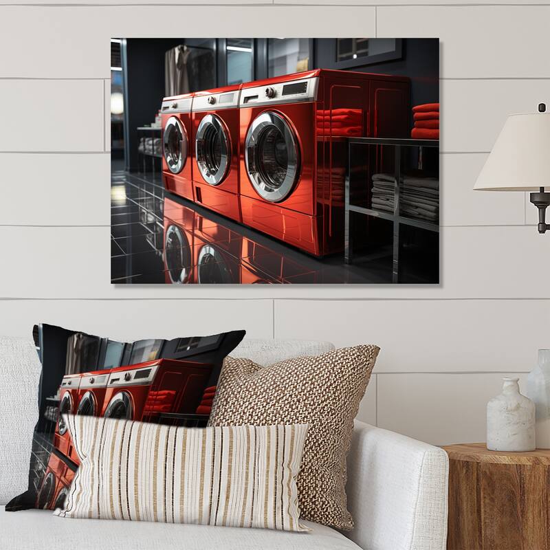 Designart "Laundry Room Of Next Century II" Bath & Laundry Metal Art ...