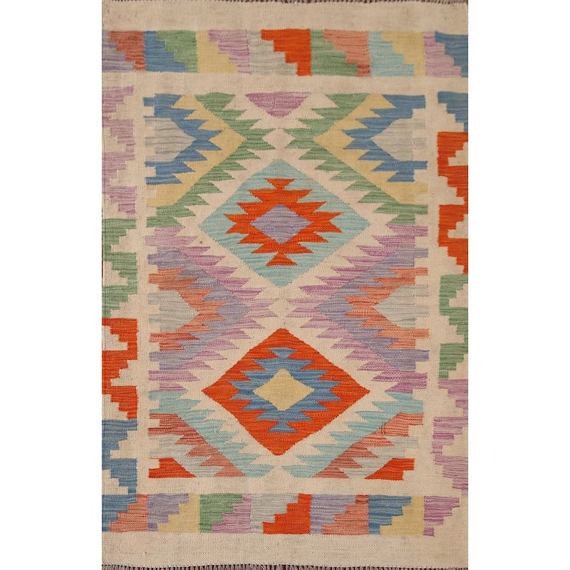 Southwestern Kilim Area Rug Flatweave Wool Carpet - 3'3"x 5'0"