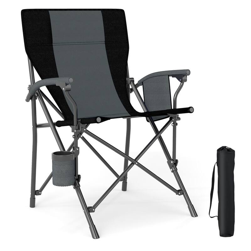 Oxford Metal Folding Camping Chair with Cupholder and Carrying Bag