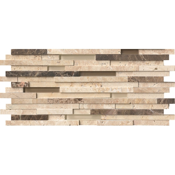 MSI SMOT-SGLSIL-A8MM 18" x 8" Cladding Mosaic Sheet - Varied Glass and Stone Visual - Sold by Carton (10 SF/Carton) - Rock