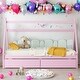 preview thumbnail 2 of 16, Kids and Baby Twin Size House Platform Bed with 2 Drawers,Headboard and Footboard For Home