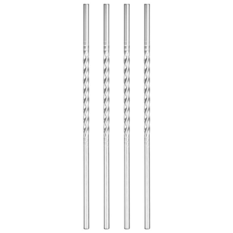 4Pcs 8.46" Long 0.24" Dia Stainless Steel Straws Straight Threaded