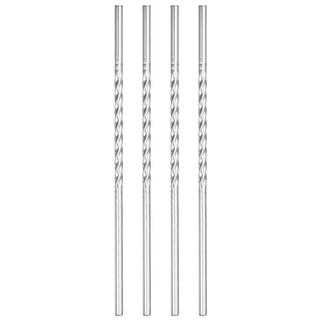 4Pcs 8.46" Long 0.24" Dia Stainless Steel Straws Straight Threaded