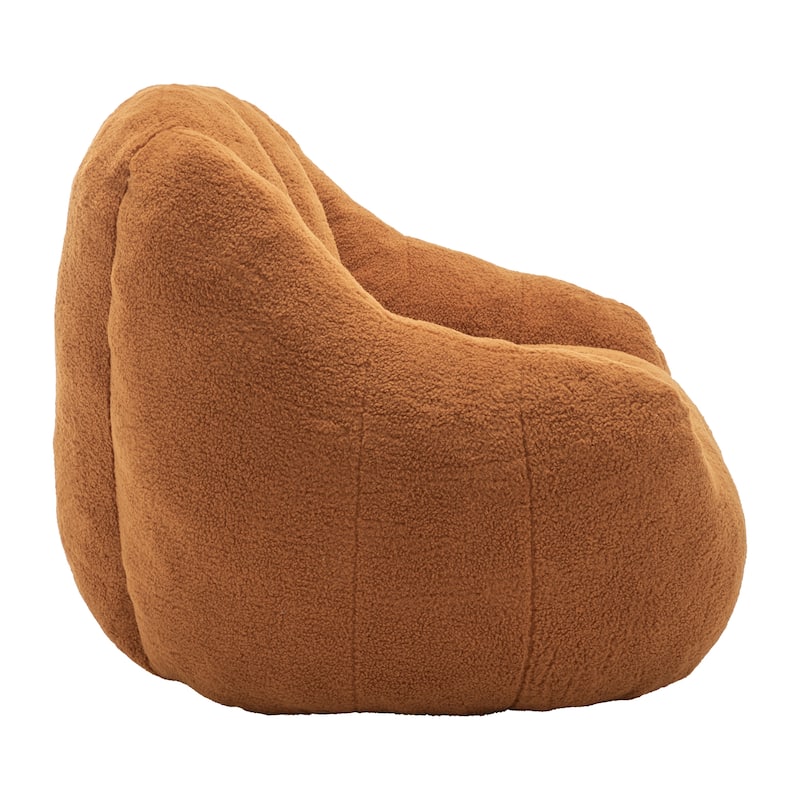 Teddy Tufted Bean Bag Chair, Faux Fur Bean Bag Sofa with Memory Foam, Fluffy Lazy Floor Sofa with Large Armrests
