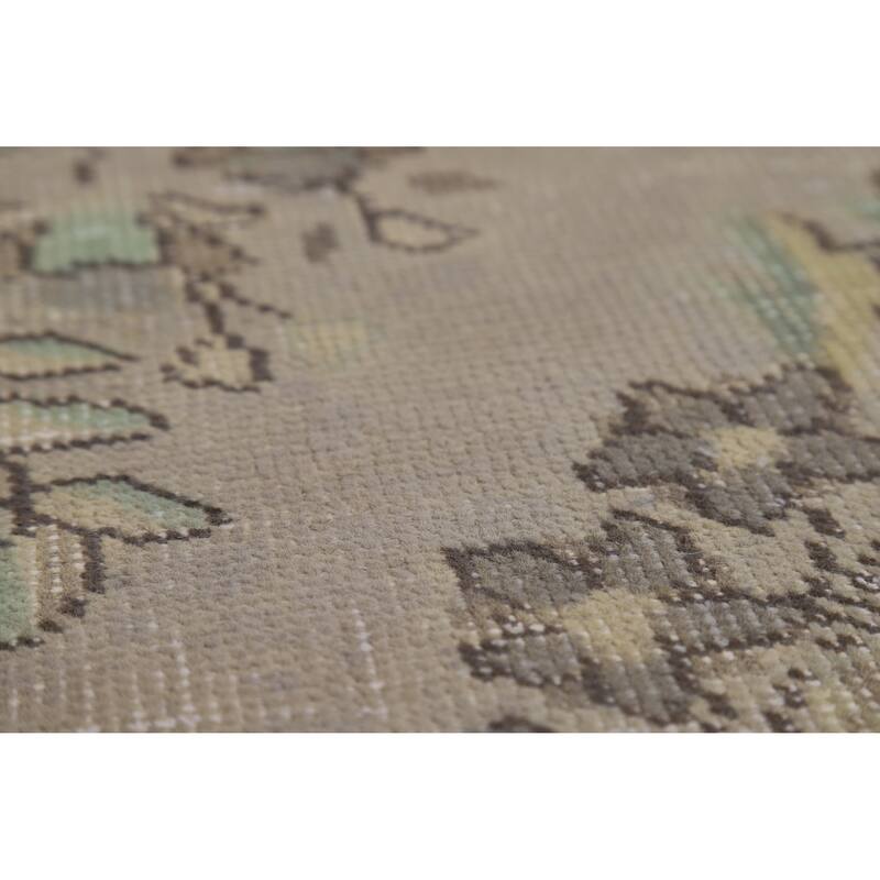 Gray Medallion Tabriz Persian Vintage Rug Hand-Knotted Wool Carpet - 7'10" x 10'9"