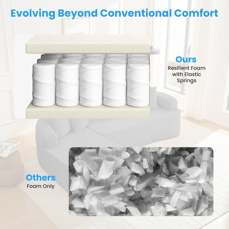 Mixoy 99inch Chenille L Shape Sectional Sofa with Curved Chaise,Modern Cloudy 3 Seater Sofa - 99.2''*59.1''*26.4''