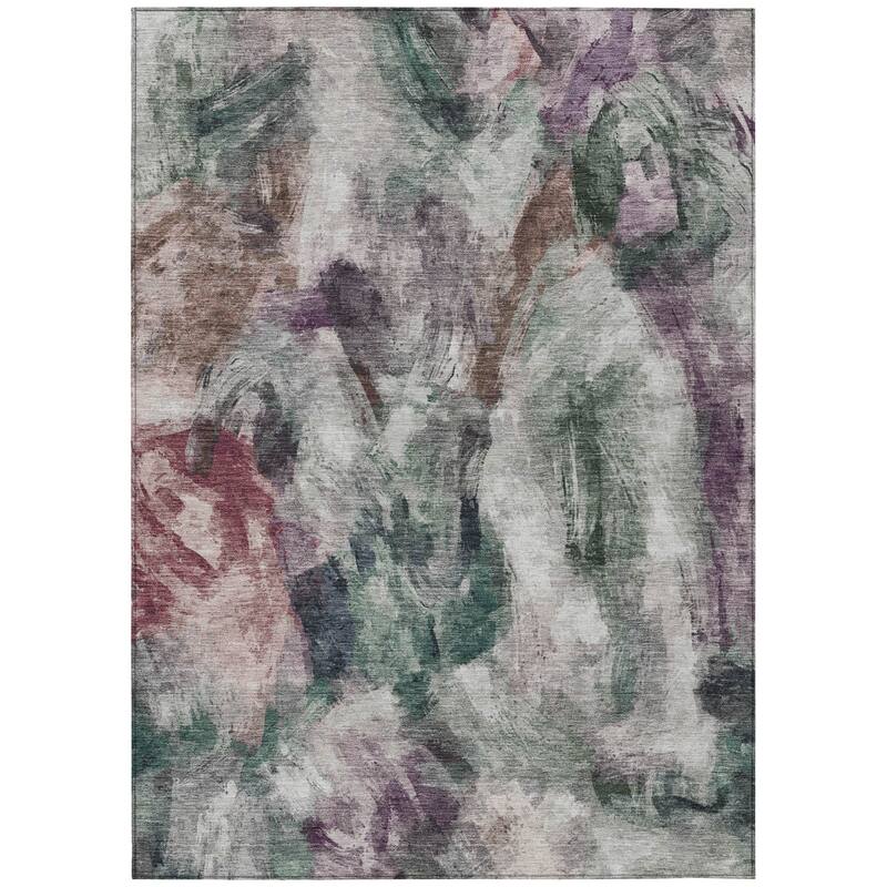 Machine Washable Indoor/Outdoor Modern Brushstrokes Chantille Rug