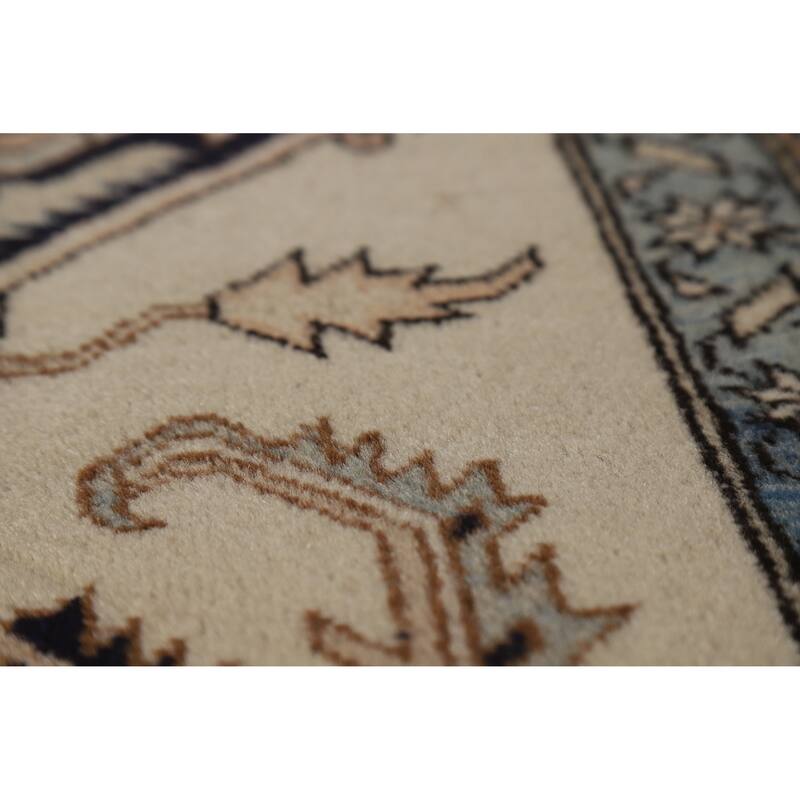 Hand Knotted Oriental 100% Wool Carpet Traditional Medallion Beige & Ivories Heriz (serapi) Area Rug - 9' 7'' X 6' 5''
