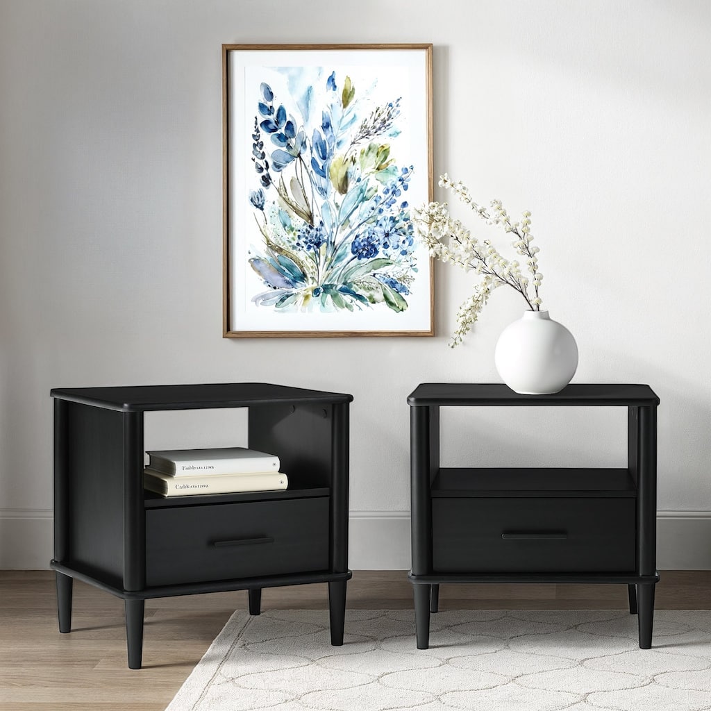 Walker Edison Mid-Century Modern Solid Wood Spindle Nightstand (Set of 2)