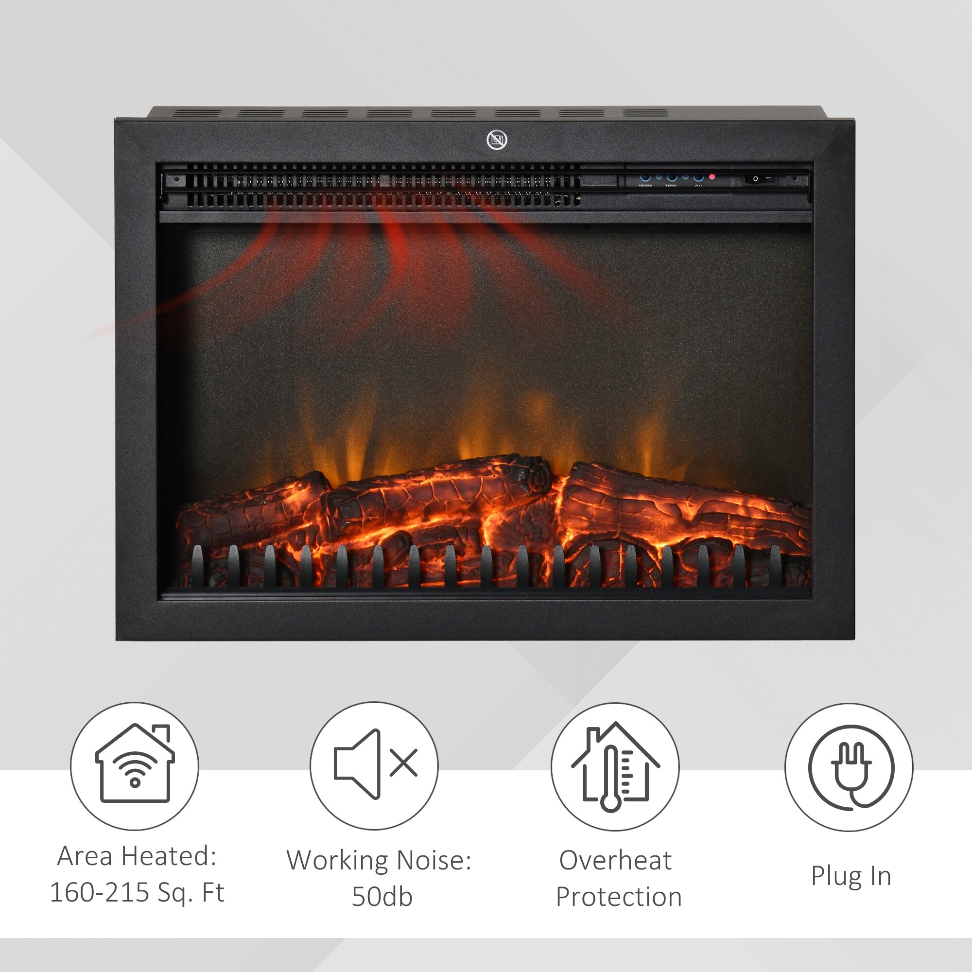 HOMCOM 24 Electric Fireplace Insert, Retro Recessed Fireplace Heater with  Realistic Flame, Remote Control Adjustable Brightness - On Sale - Bed Bath  u0026 Beyond - 34678993