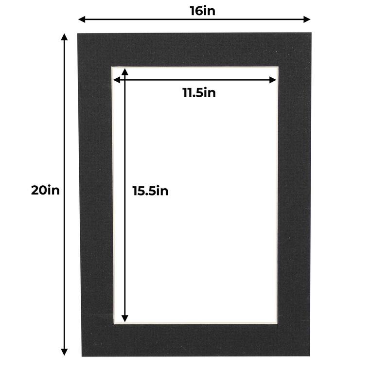 12x16 Mat for 16x20 Frame - Precut Mat Board Acid-Free Textured Black 12x16 Photo Matte For a 16x20 Picture Frame