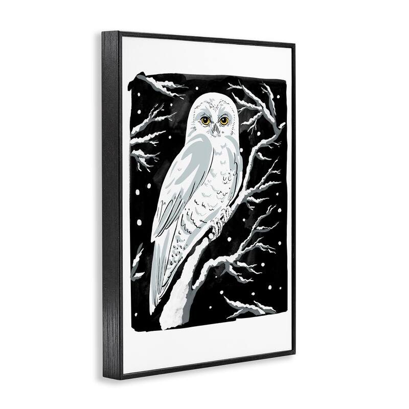Stupell Forest Owl & Calm Snowfall Framed Giclee Art Design By Hannah Moren