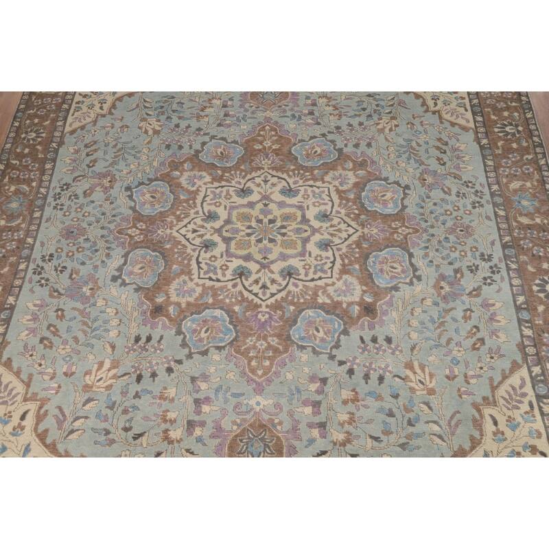 Traditional Floral Tabriz Persian Rug Traditional Handmade Wool Carpet - 9'7"x 12'8"
