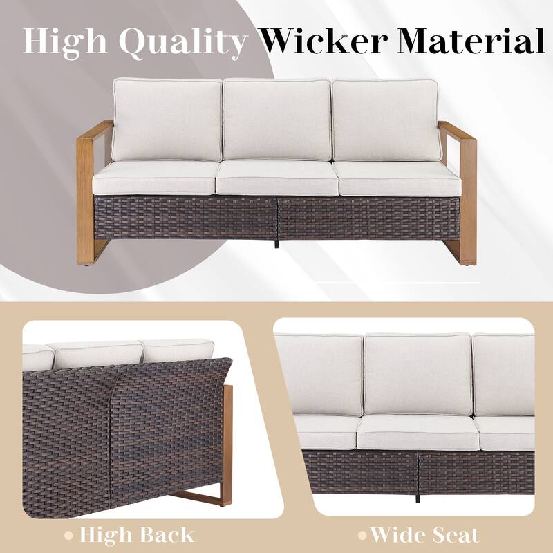 All Weather Patio Wicker Conversation Set - Brown