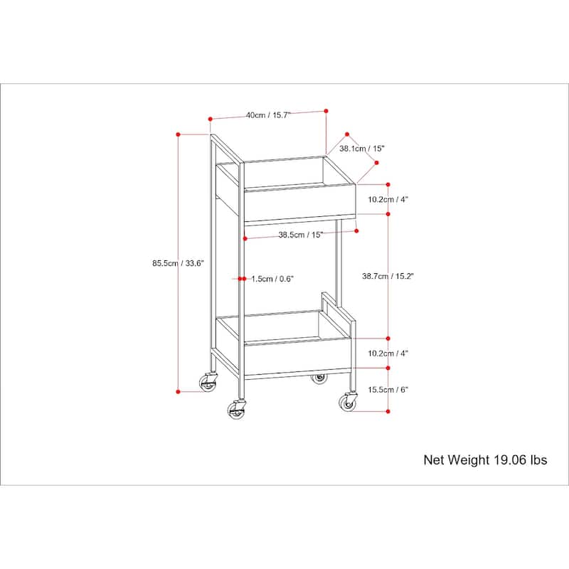Hobbs - 16" Bar Cart - Natural