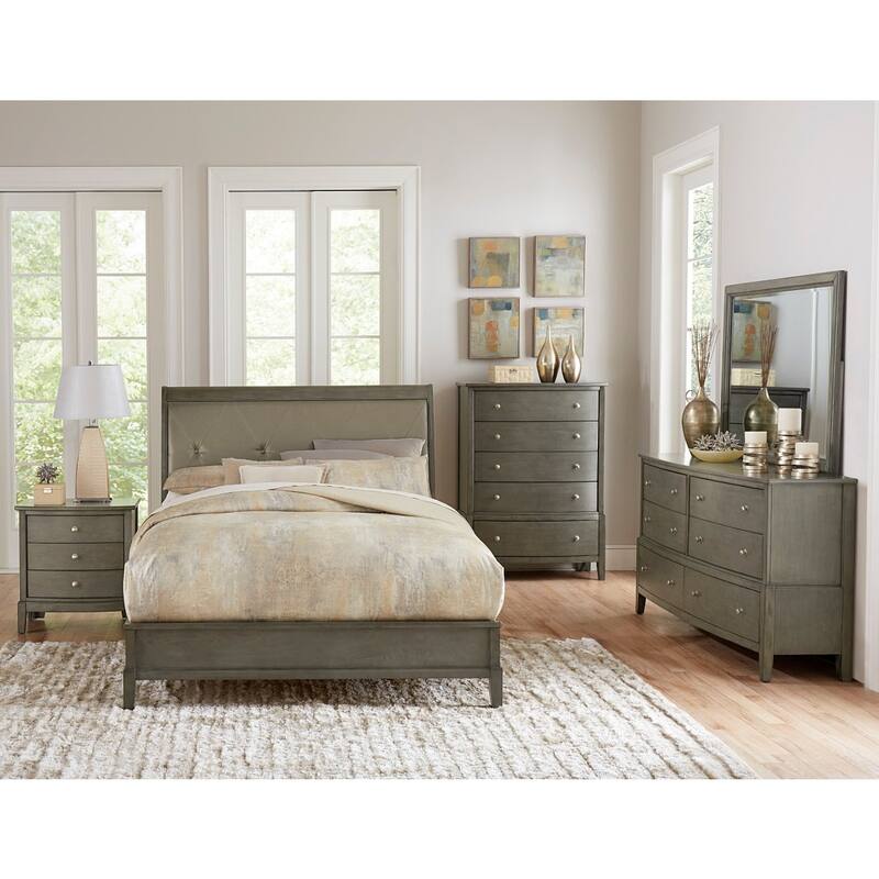 Christiane Gray Faux Leather Upholstered Tufted Bed