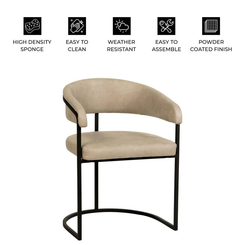 LeisureMod Set of 2 Aero Upholstered in Leather Dining Chair in Iron Accent Armchair in Polyester for Home & Kitchen