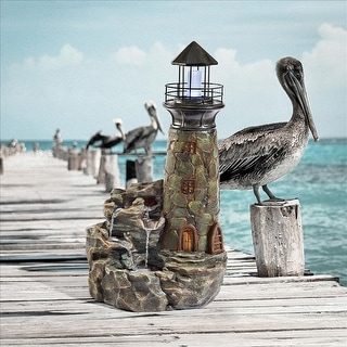 Design Toscano Seaside Lighthouse LED Illuminated Cascading Garden Fountain