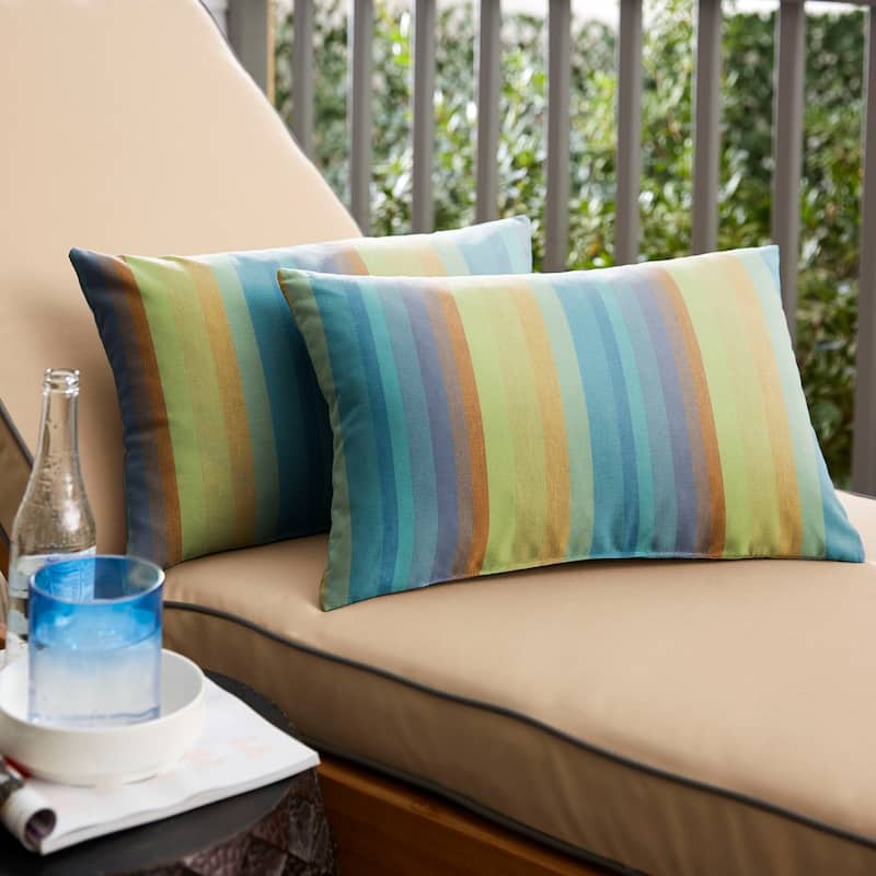 Sunbrella Astoria Lagoon Indoor/Outdoor Knife Edge Pillow (Set of 2) - 13 in H x 20 in W