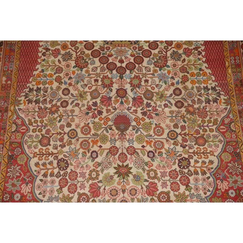 Hand Knotted Oriental 100% Wool Carpet Traditional Floral Beige & Ivories Kashkoli Area Rug - 10' 8'' X 7' 2''
