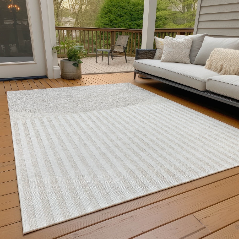 Machine Washable Indoor/Outdoor Contemporary Mod Chantille Rug