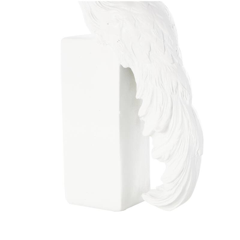 Resin Peacock Textured Decorative Bookends with Tall Block Bases - Set of 2 White - Roche River Decor