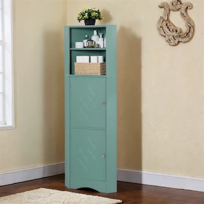 Tall Bathroom Corner Cabinet,Freestanding Storage Cabinet with Doors