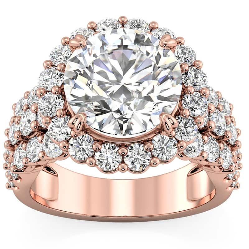 Bliss Diamond Certified 5Ct Diamond Multi Row Engagement Ring Gold Lab Grown - 4 - Rose