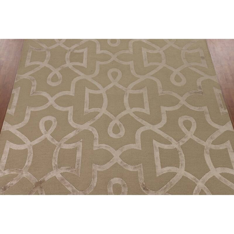 Geometric Modern Area Rug Handmade Oriental Wool Carpet - 9'0" x 11'9"