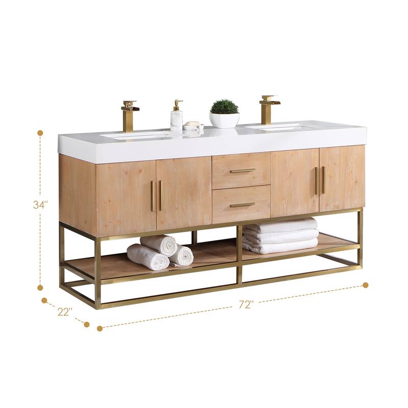 Altair Bianco Bath Vanity with White Composite Stone Top,no Mirror