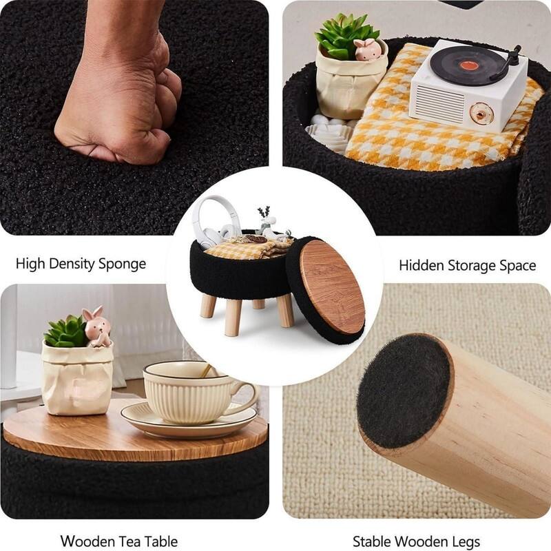 Storage Ottoman Modern Round Footrest