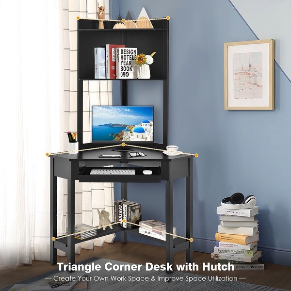Corner Desk with Hutch Triangle Corner Computer Desk with