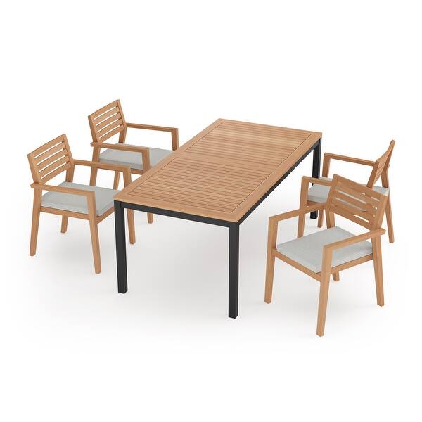 slide 2 of 11, NewAge Products Outdoor Furniture Rhodes 5 Piece Patio Dining Set with 72 in. Table Cast Silver