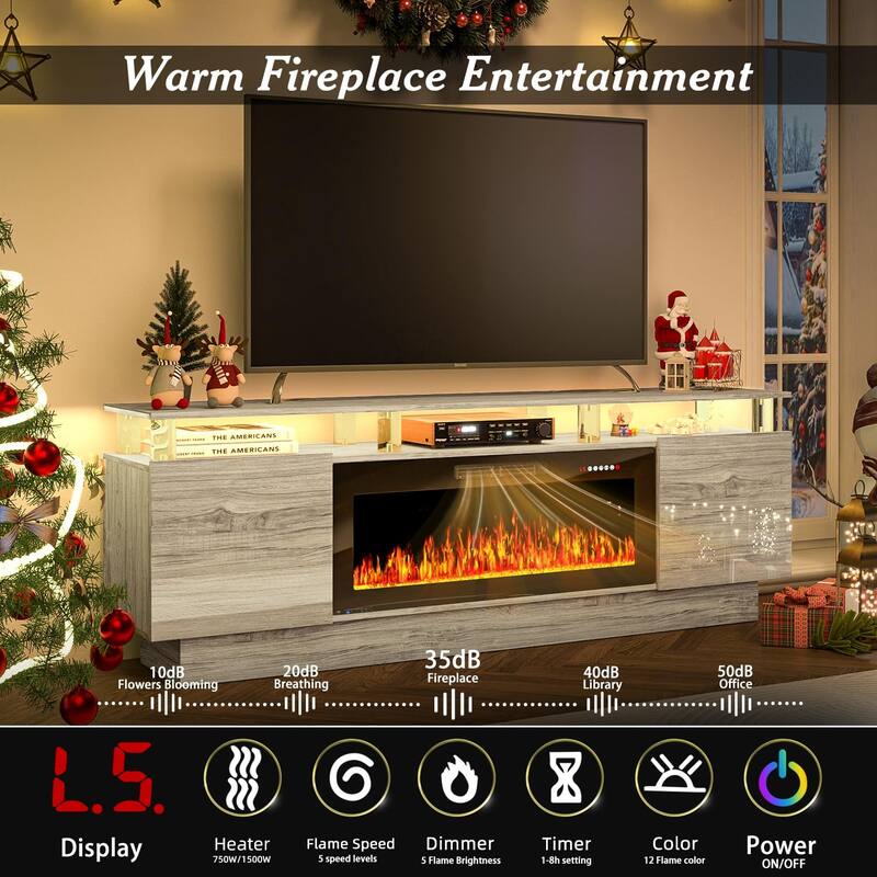 BOSSIN 70 Fireplace TV Stand with 36 Electric Fireplace