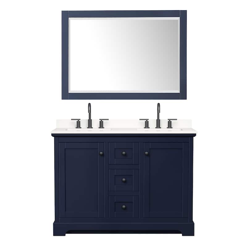 Avery 48-inch Double Vanity, Quartz Top, 46-inch Mirror