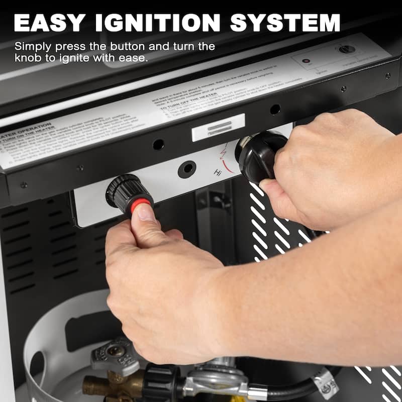 Outdoor 48,000 BTU Pyramid Propane Gas Patio Heater with Wheels, Glass Tube, Black