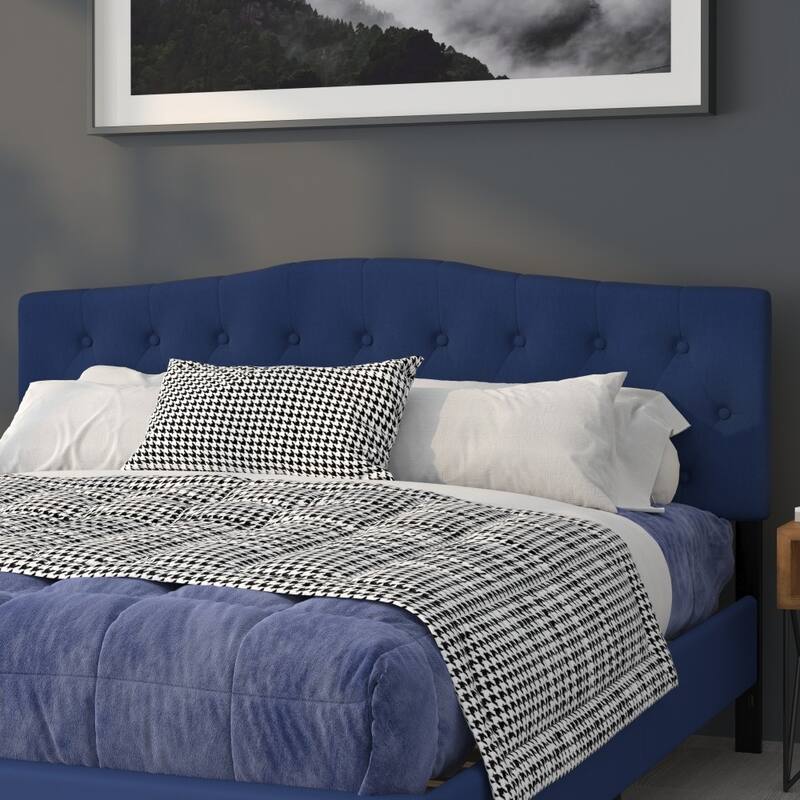 Arched Button Tufted Upholstered Headboard - Navy - King