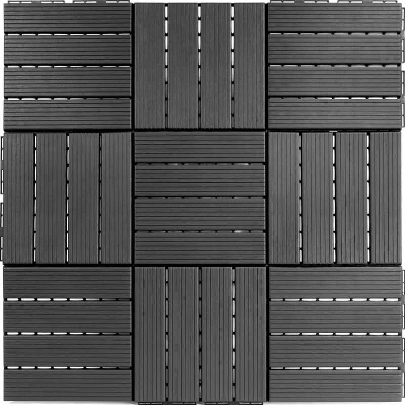 FloorPops Straight Groove Dark Grey Interlocking Deck Tiles