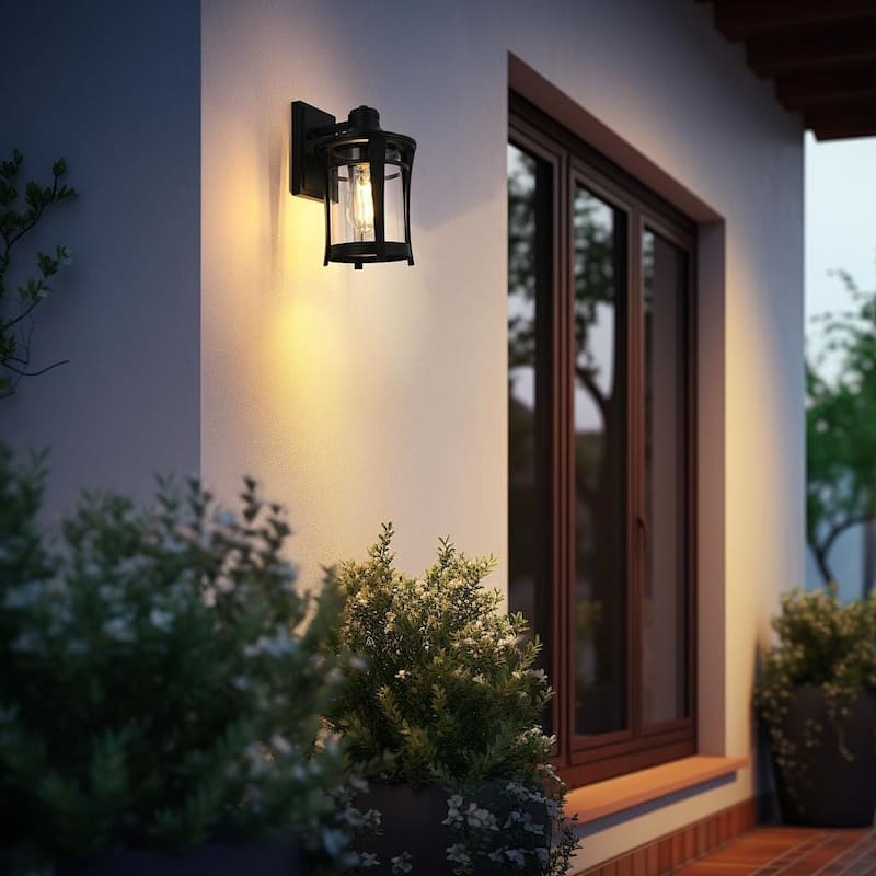Leander 11 inch Outdoor Wall sconce in Black - 11"