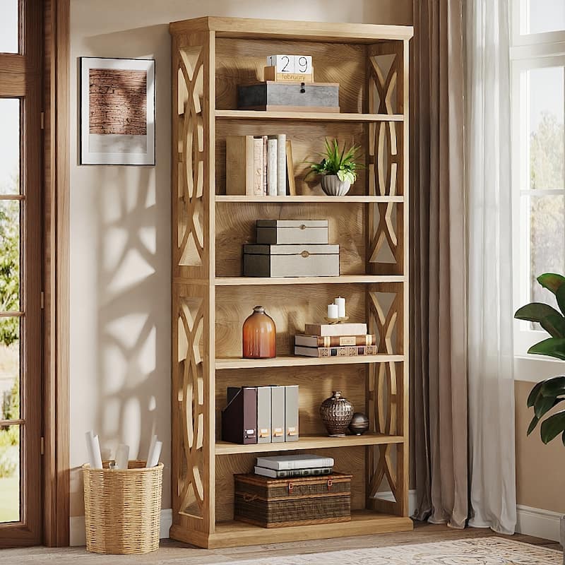 Freestanding Bookshelf, Wood Bookcase, Display Shelves Home Office Living Room Bedroom Storage