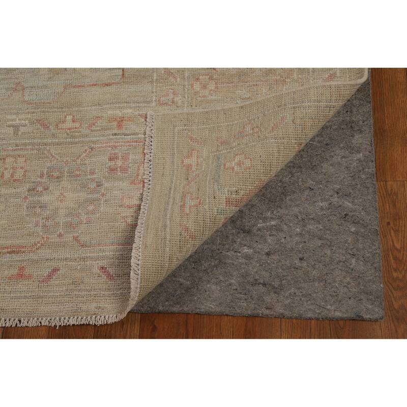 Hand Knotted Oriental 100% Wool Carpet Transitional All-Over Beige & Ivories Oushak Area Rug - 12' 0'' X 9' 0''