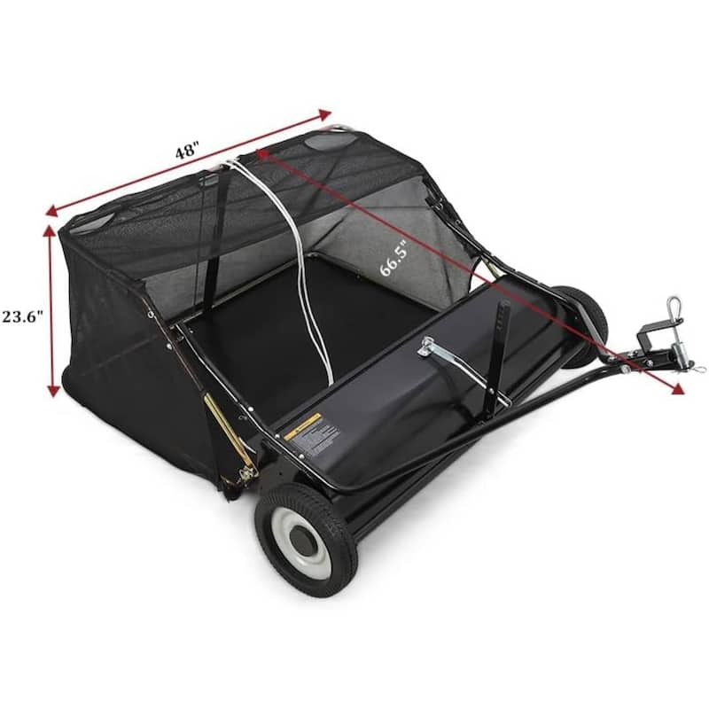 48" Tow-Behind Lawn Sweeper, Leaf & Grass Collector for Lawn Tractor ATV UTV - 48 inch