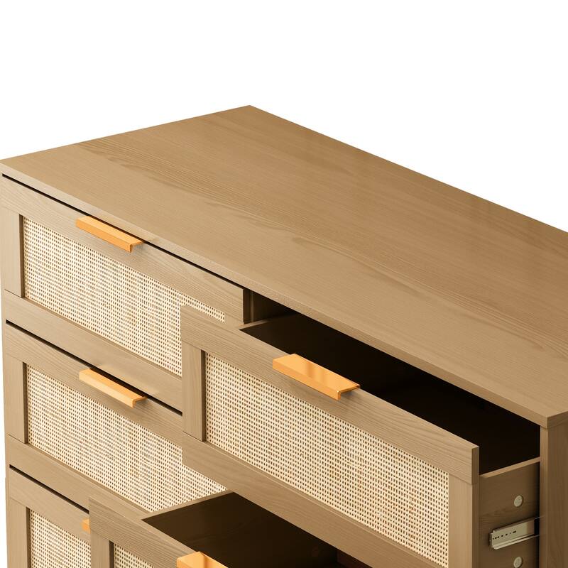 Modern Rattan Dressing Stylish Simple Dressing with 6 Drawers, for Bedroom Living Room Hallway