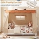 preview thumbnail 17 of 18, Gymax Twin Size House Floor Bed w/ TentWood Bed Frame w/ Roof Window &
