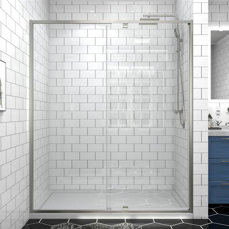 Modland 42''/48''/54''/60''W x 71''H Frameless Pivot Swing Shower Door Enclosure with 1/4" SGCC Tempered Glass Door
