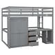 preview thumbnail 8 of 15, Wood Loft Bed with Wardrobe, Desk and Drawers, Grey